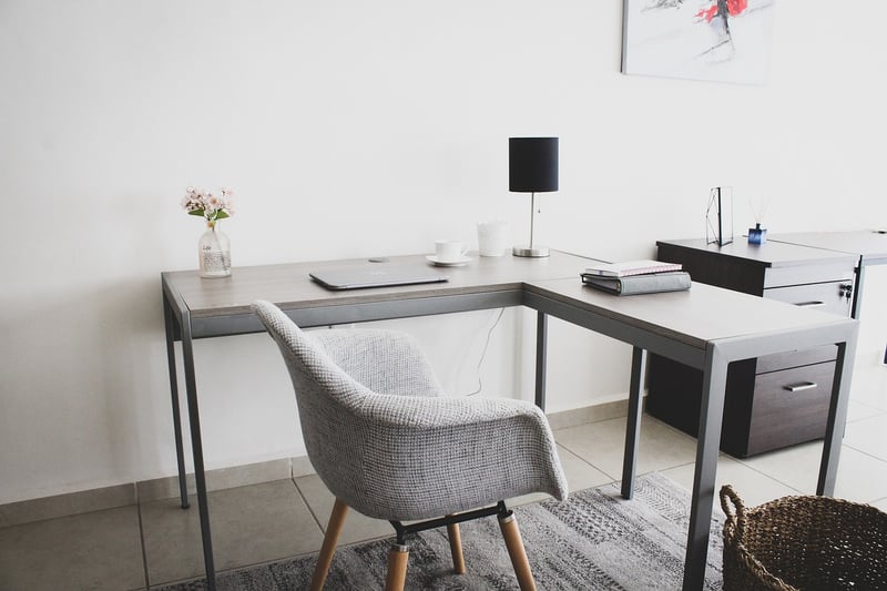 Home office desk with laptop
